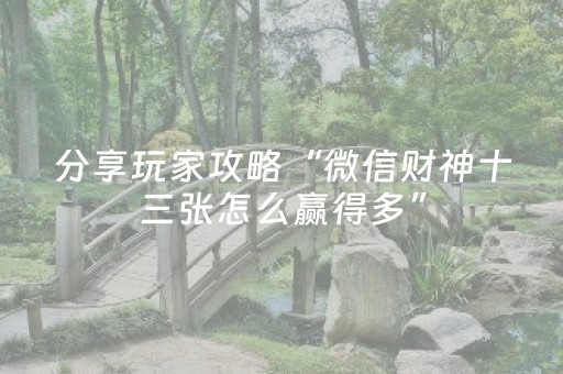 分享玩家攻略“微信财神十三张怎么赢得多”（通用挂软件多少钱)