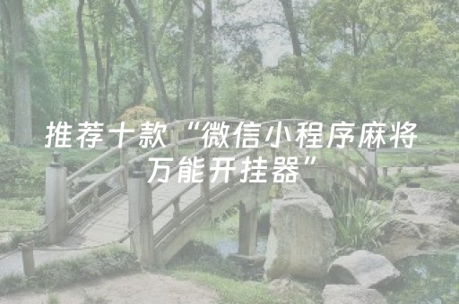 推荐十款“微信小程序麻将万能开挂器”（助攻神器)