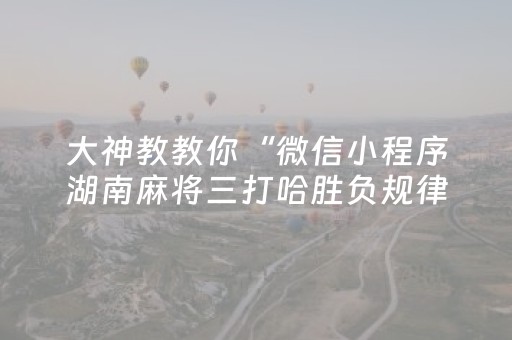 大神教教你“微信小程序湖南麻将三打哈胜负规律”（专用神器下载)