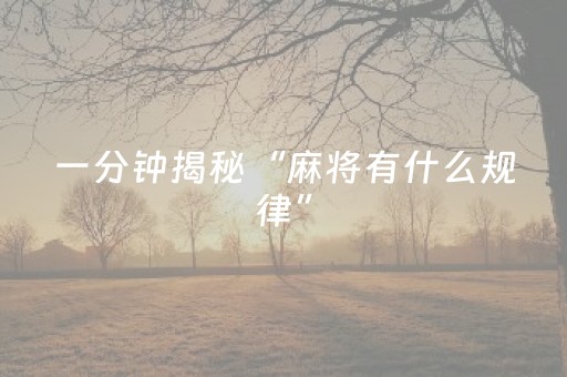 一分钟揭秘“麻将有什么规律”（怎么提高胜率)