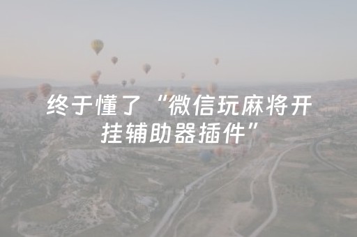 终于懂了“微信玩麻将开挂辅助器插件”（助赢神器购买)
