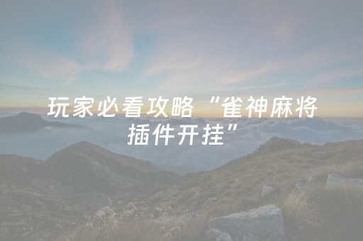 玩家必看攻略“雀神麻将插件开挂”（胜负规律拿好牌)