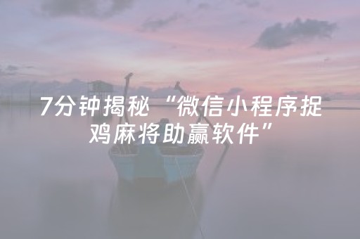 7分钟揭秘“微信小程序捉鸡麻将助赢软件”（外辅工具)