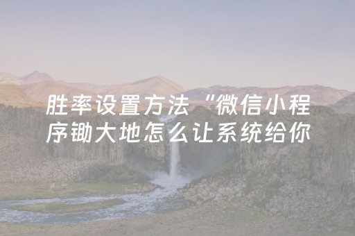 胜率设置方法“微信小程序锄大地怎么让系统给你发好牌”（辅助器下载)
