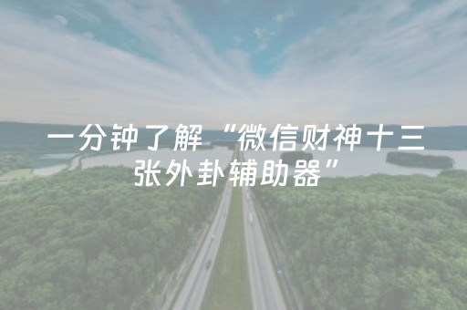 一分钟了解“微信财神十三张外卦辅助器”（充会员胜率高)