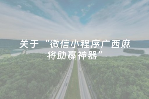 关于“微信小程序广西麻将助赢神器”（充会员胜率高)