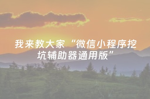 我来教大家“微信小程序挖坑辅助器通用版”（辅助挂发牌规律)