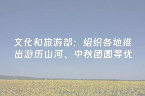 文化和旅游部：组织各地推出游历山河、中秋团圆等优质产品