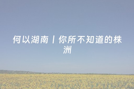 何以湖南丨你所不知道的株洲