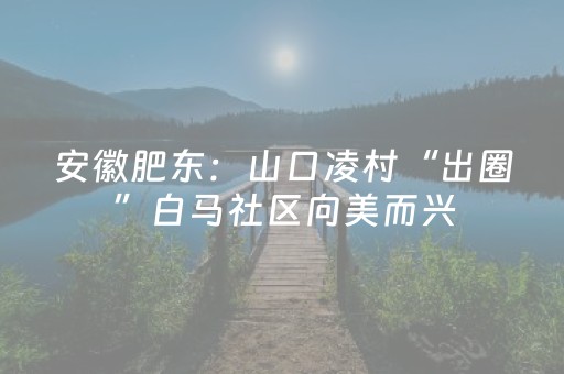 安徽肥东：山口凌村“出圈”白马社区向美而兴