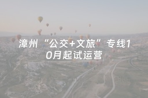 漳州“公交+文旅”专线10月起试运营