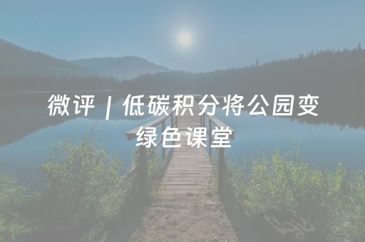 微评｜低碳积分将公园变绿色课堂