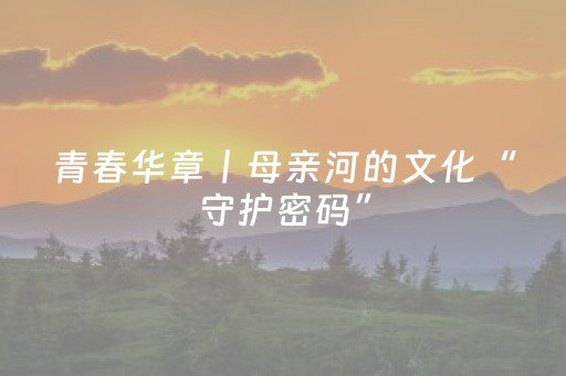 青春华章丨母亲河的文化“守护密码”