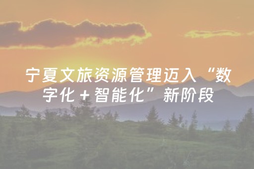 宁夏文旅资源管理迈入“数字化＋智能化”新阶段