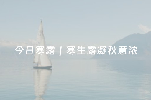 今日寒露｜寒生露凝秋意浓，江水奔腾映碧空