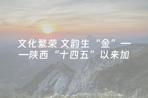 文化繁荣 文韵生“金”——陕西“十四五”以来加快建设文化强省观察