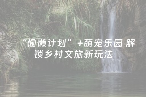 “偷懒计划”+萌宠乐园 解锁乡村文旅新玩法