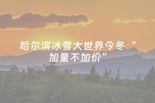哈尔滨冰雪大世界今冬“加量不加价”