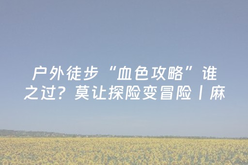 户外徒步“血色攻略”谁之过？莫让探险变冒险丨麻辣烫·一漫了然