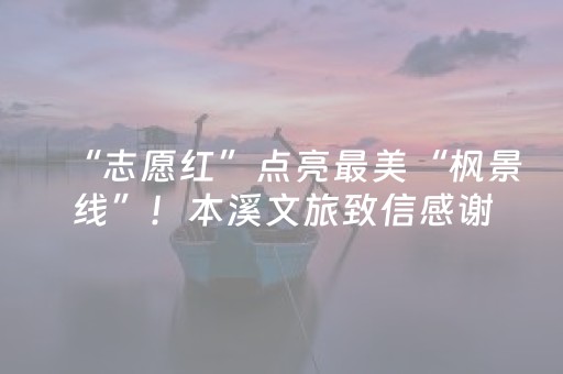 “志愿红”点亮最美“枫景线”！本溪文旅致信感谢景区志愿者
