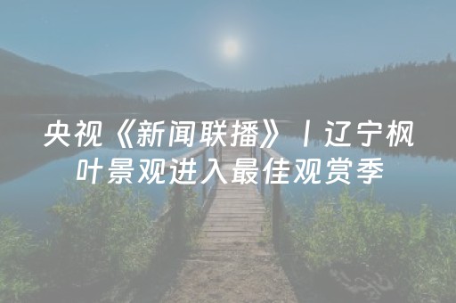 央视《新闻联播》丨辽宁枫叶景观进入最佳观赏季