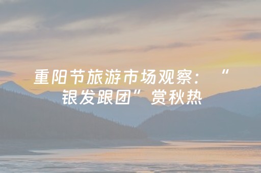 重阳节旅游市场观察：“银发跟团”赏秋热，“适老服务”成焦点