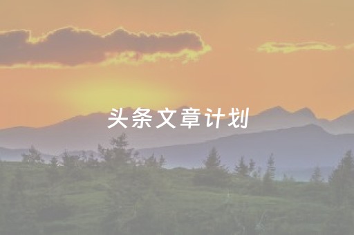 头条文章计划