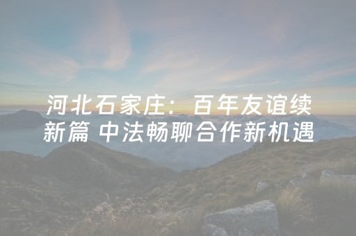 河北石家庄：百年友谊续新篇 中法畅聊合作新机遇