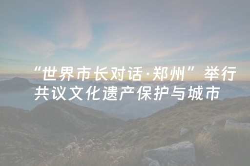 “世界市长对话·郑州”举行 共议文化遗产保护与城市更新