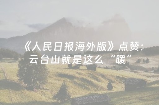 《人民日报海外版》点赞：云台山就是这么“暖”