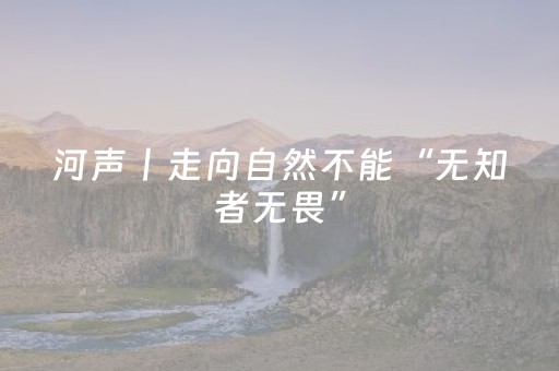 河声丨走向自然不能“无知者无畏”