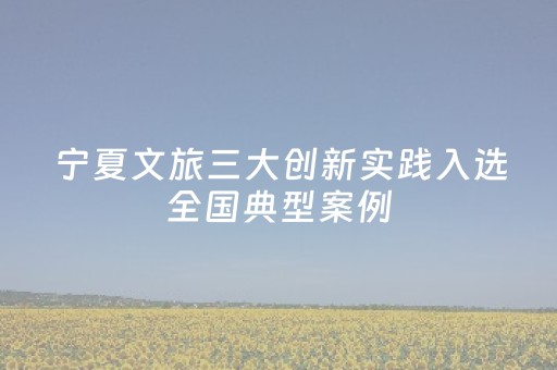 宁夏文旅三大创新实践入选全国典型案例