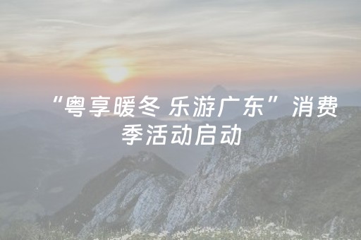 “粤享暖冬 乐游广东”消费季活动启动
