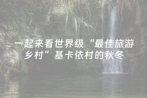一起来看世界级“最佳旅游乡村”基卡依村的秋冬