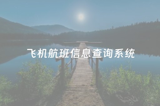 飞机航班信息查询系统（飞机航班信息查询网站）