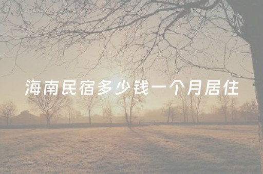 海南民宿多少钱一个月居住（海南包吃住民宿价格表）