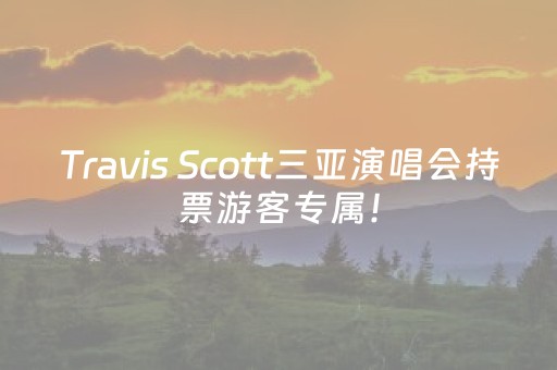 Travis Scott三亚演唱会持票游客专属！