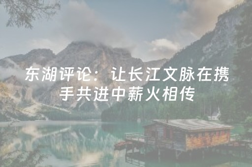东湖评论：让长江文脉在携手共进中薪火相传