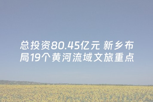总投资80.45亿元 新乡布局19个黄河流域文旅重点项目