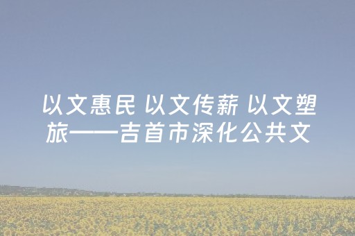 以文惠民 以文传薪 以文塑旅——吉首市深化公共文化建设赋能高质量发展