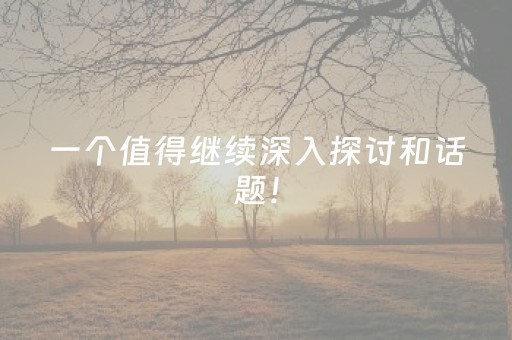 一个值得继续深入探讨和话题！