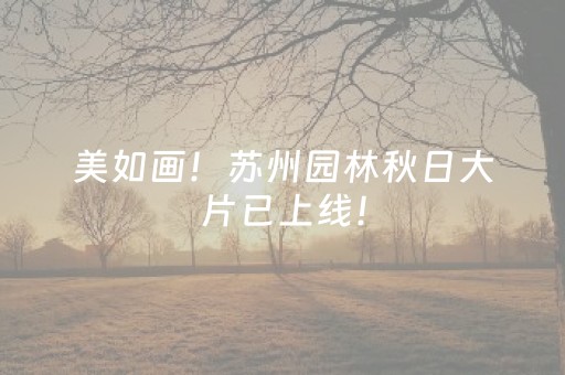 美如画！苏州园林秋日大片已上线！