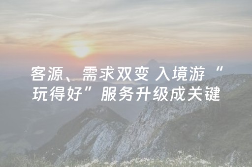 客源、需求双变 入境游“玩得好”服务升级成关键