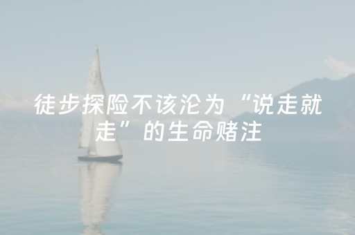 徒步探险不该沦为“说走就走”的生命赌注