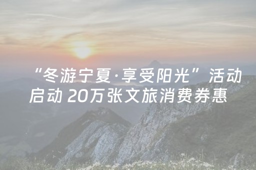 “冬游宁夏·享受阳光”活动启动 20万张文旅消费券惠及游客