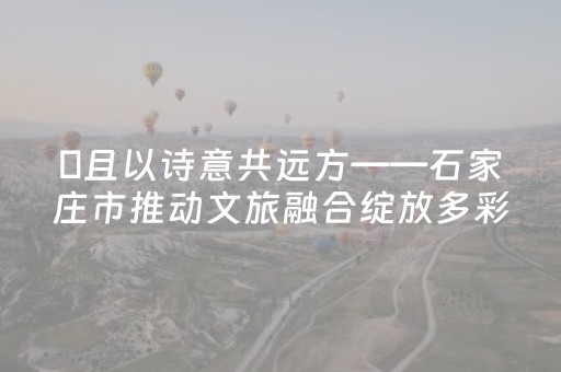 ​且以诗意共远方——石家庄市推动文旅融合绽放多彩魅力