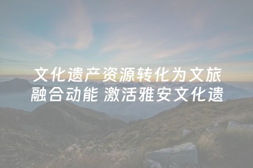 文化遗产资源转化为文旅融合动能 激活雅安文化遗产的生命力