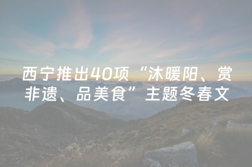 西宁推出40项“沐暖阳、赏非遗、品美食”主题冬春文旅活动