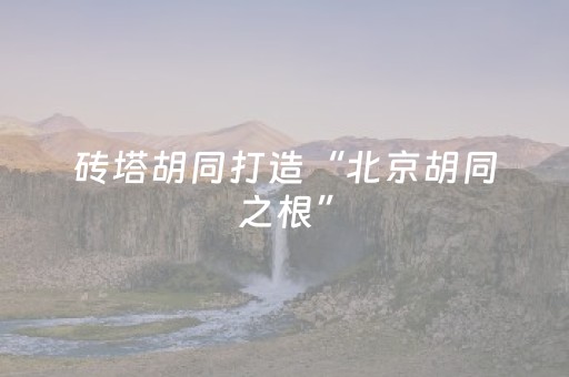 砖塔胡同打造“北京胡同之根”