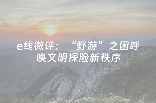 e线微评：“野游”之困呼唤文明探险新秩序